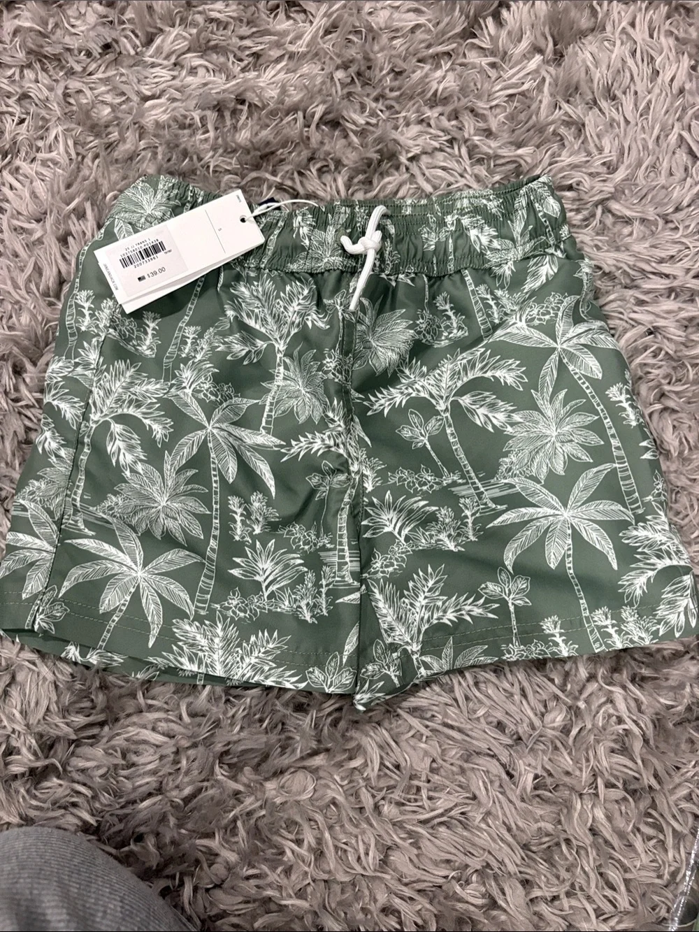 BNWT Janie and Jack Boy’s Green Tropical Print Swim Shorts Size 5